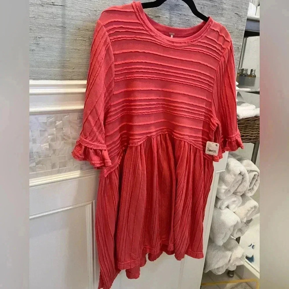 NWT new free people take a spin tunic dress ribbed medium terra cotta baby doll - Picture 7 of 17